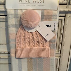 Nine West Blush Pink Beanie and Scarf Set